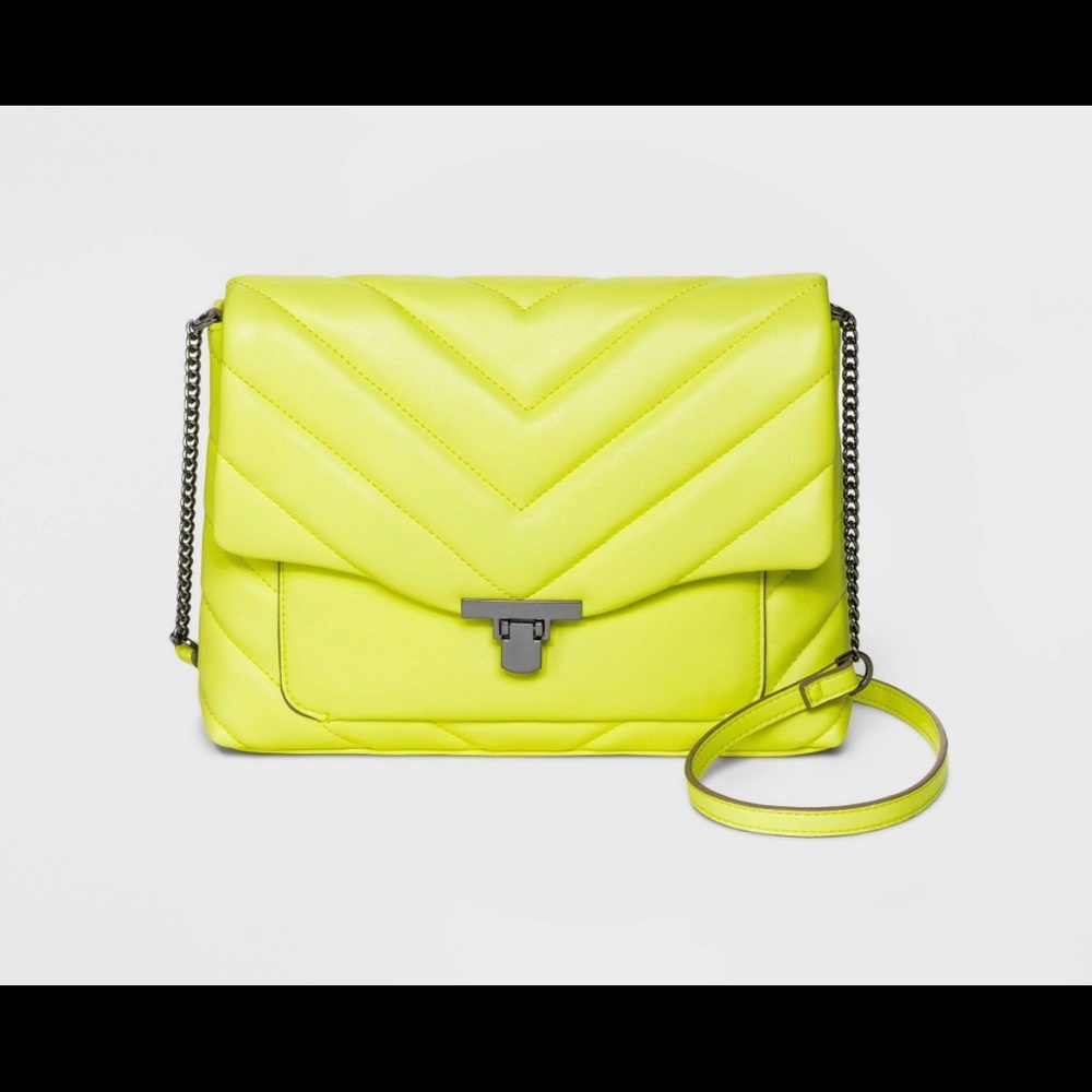 A New Day - quilted boxy crossbody bag - lime yellow